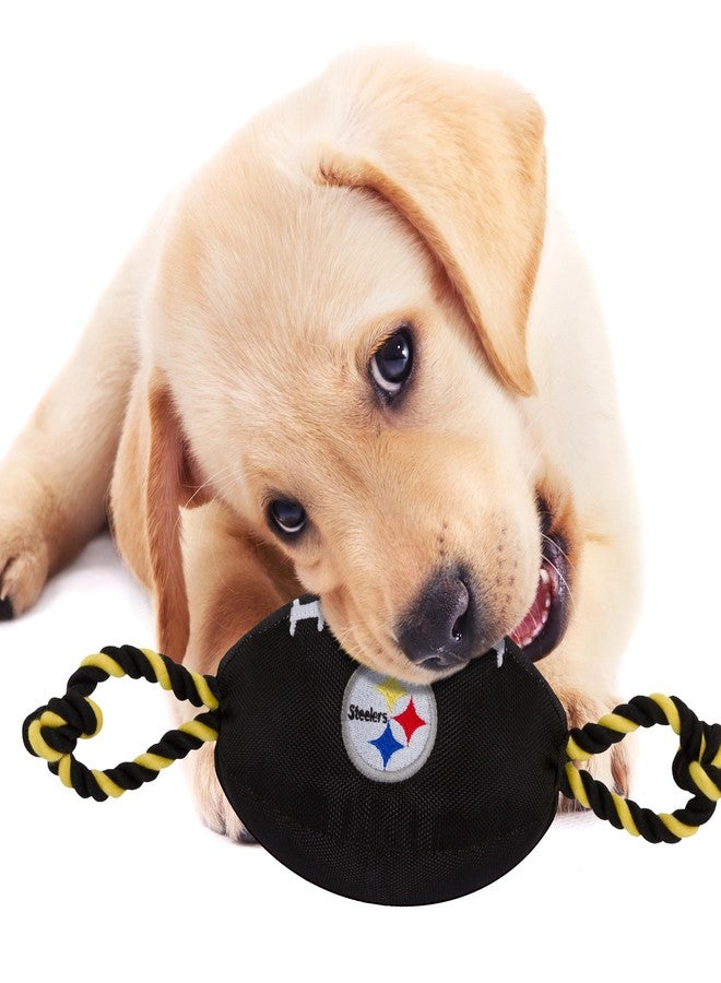 Pets First NFL Pittsburgh Steelers Football Dog Toy, Tough Quality Nylon Materials, Strong Pull Ropes, Inner Squeaker, NFL Team Color - Image 3